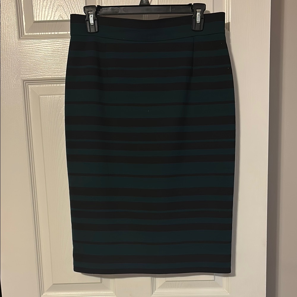ANTONIO MELANI Green and Black Pencil Skirt Knee-Length